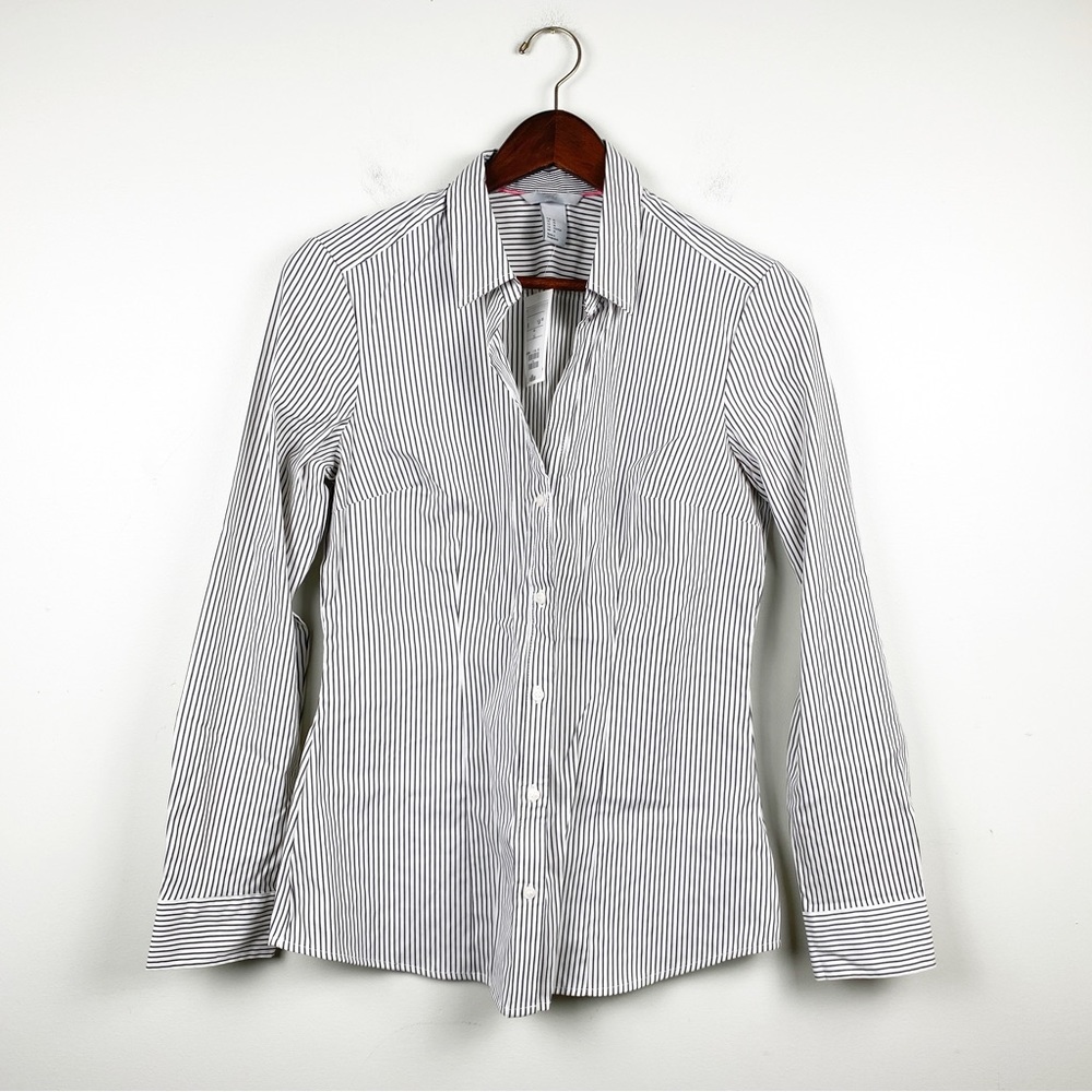H&M Button Down Striped Shirt Gray NWT
